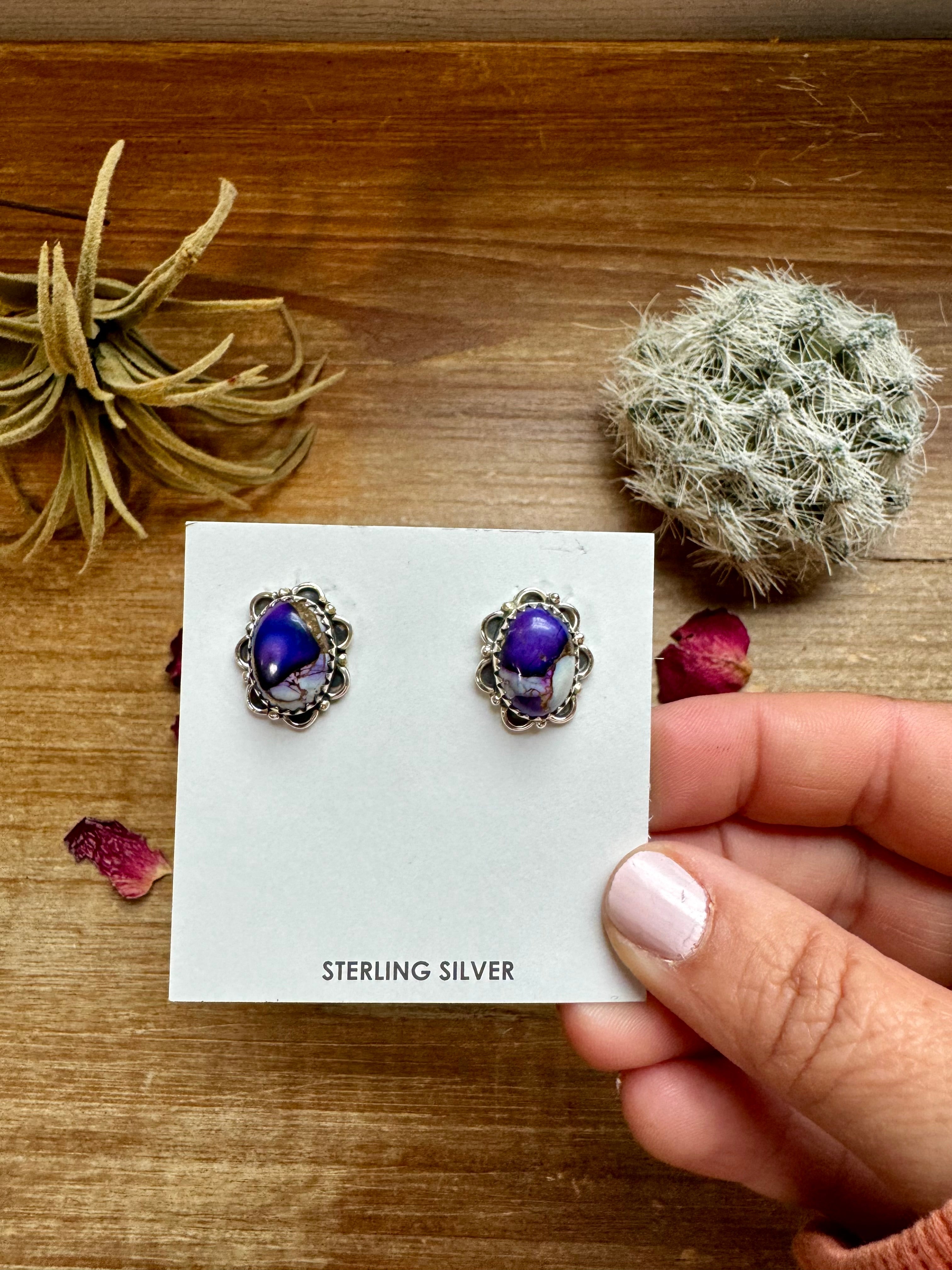 Teardrop Stud Violet Rose Earrings