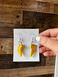 Bumble Bee Jasper Slab - Lightning Bolt Earrings { dangle }