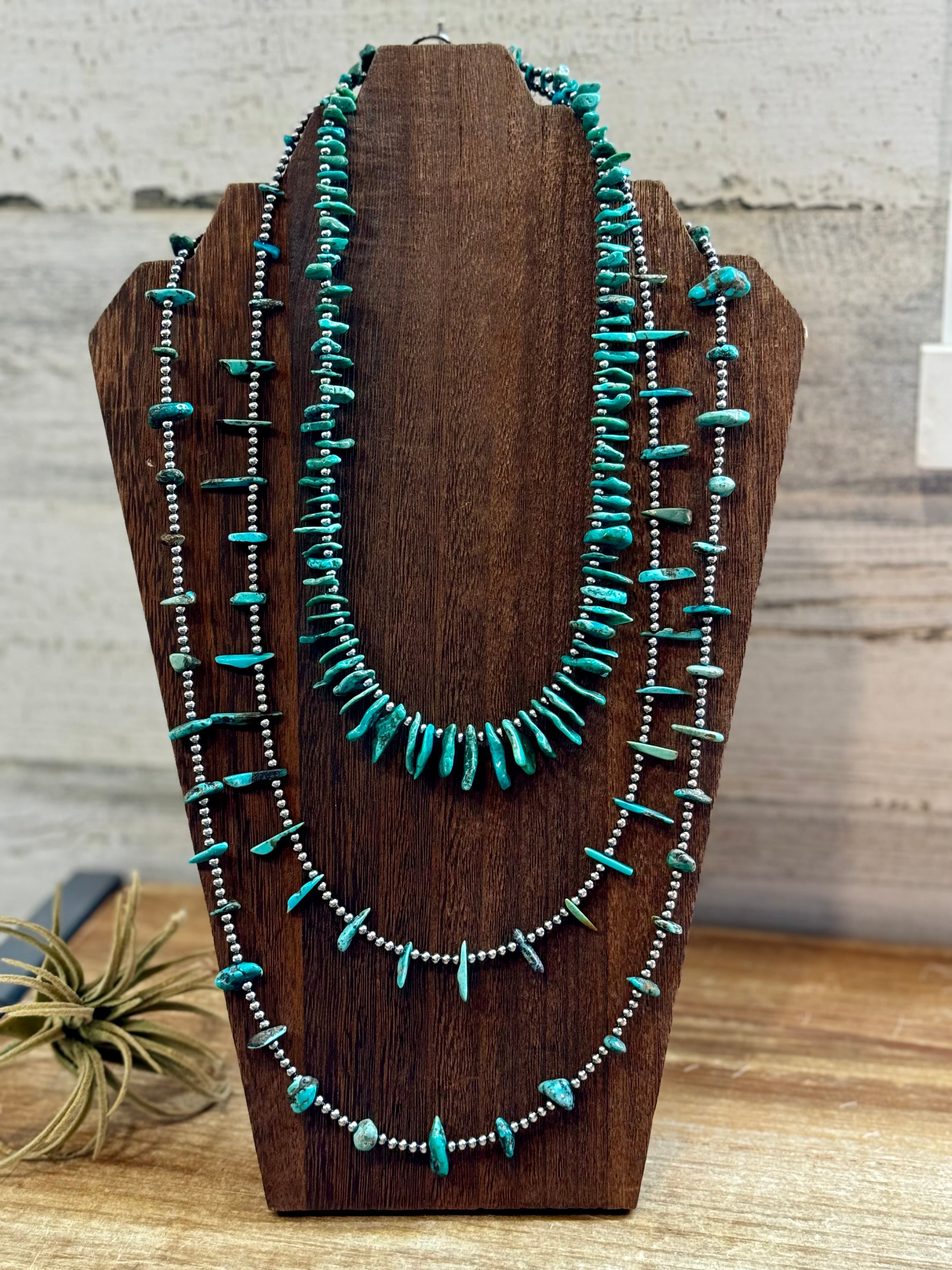 18 inch AMERICAN Turquoise with 3mm Sterling Silver Pearls