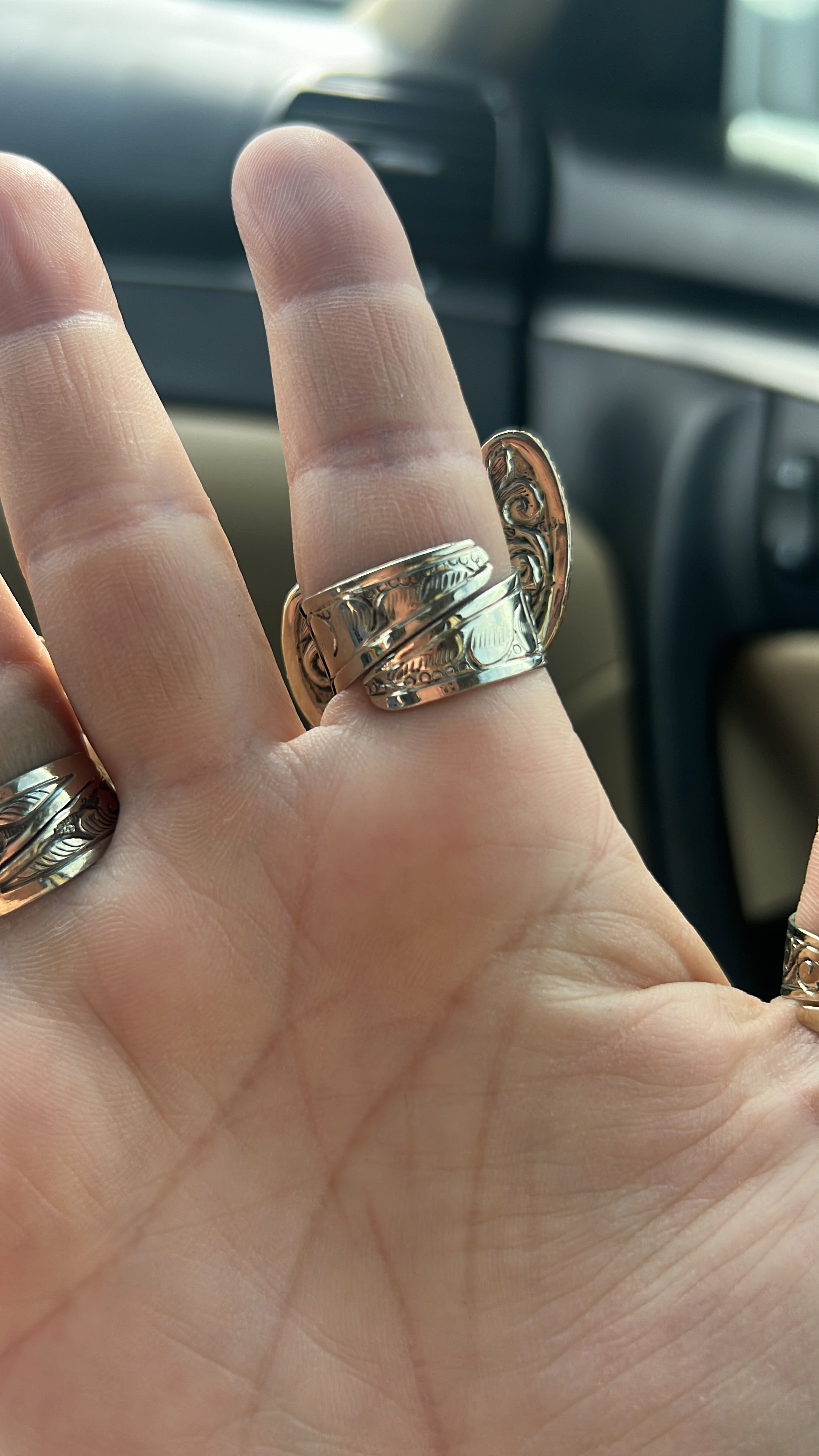 White Cactus Antler Adjustable Ring