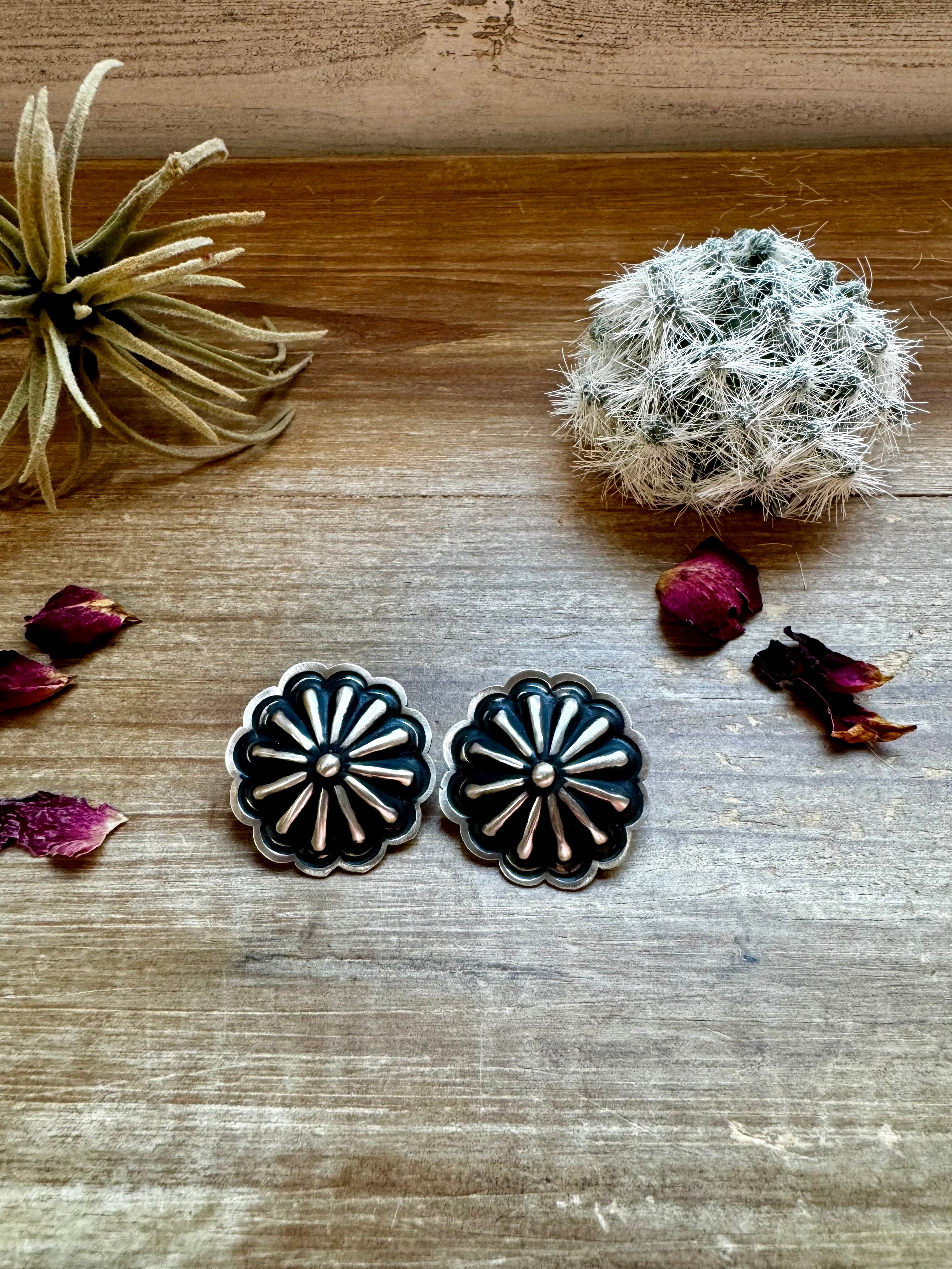 Bigger Round Sterling Silver Stud Earrings