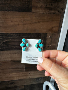 Stud 3 Teardrop Kingman Turquoise Earrings