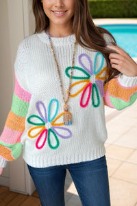 Color Block Round Neck Sweater