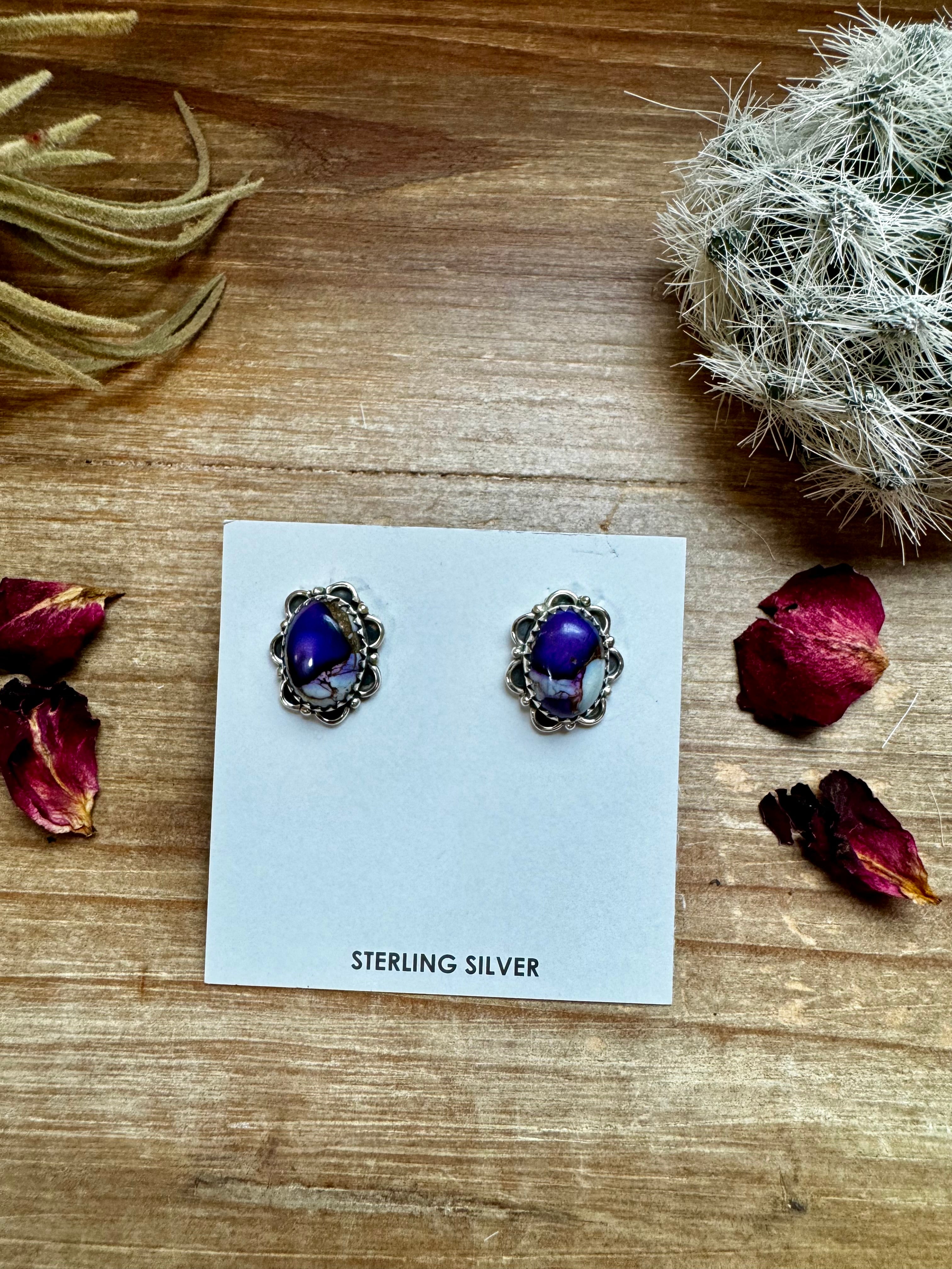 Teardrop Stud Violet Rose Earrings