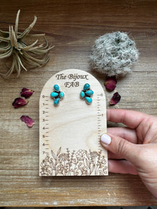 Stud 3 Teardrop Kingman Turquoise Earrings