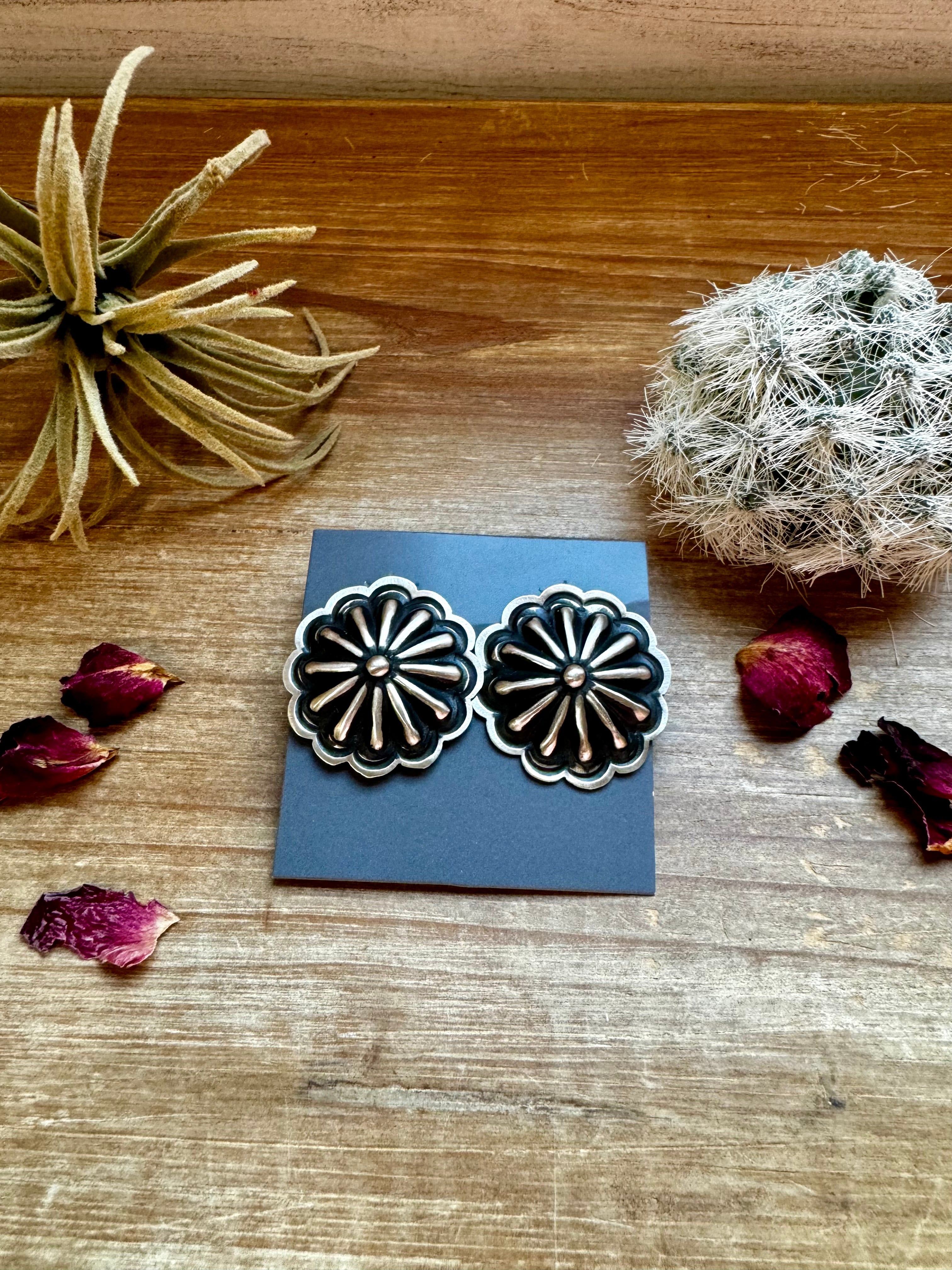 Bigger Round Sterling Silver Stud Earrings