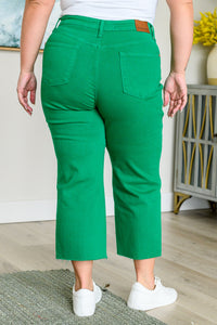 Lisa High Rise Control Top Wide Leg Crop Jeans in Kelly Green