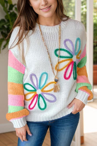 Color Block Round Neck Sweater