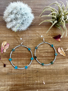 Turquoise Verasite Heart Hoops