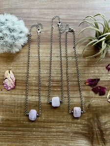 Kunzite Stone Choker with Sterling Silver Pearls